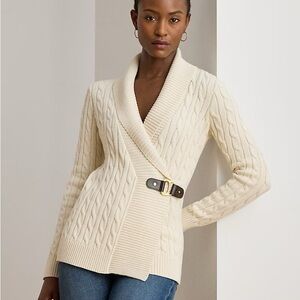NWT- Size Meduim is SOLD OUT Ralph Lauren Cream Cable Knit Cardigan